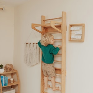 Swedish Ladder with Bars + Slide + Art table, Indoor play gym, Climbing wall, Toddler climbing gym, Montessori furniture, Toddler Playground