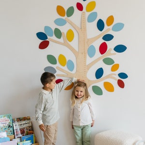 Stilvolle Wachstumstabelle für Kinder - anpassbarer Baum mit Blättern, Kinderzimmerdeko, Babypartydekoration, erstes Weihnachtsgeschenk, Vorschulklasse