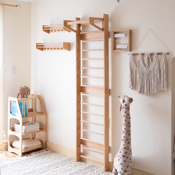 Aire de jeux intérieure pour chambre de tout-petit - Mur d'escalade avec toboggan, échelle suédoise, cadeau 1er anniversaire de garçon, jouets éducatifs, jardin d'enfants Sprossenwand