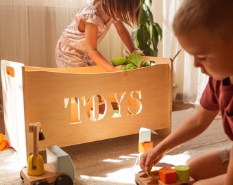 Boîte à jouets en bois pour salle de jeux pour tout-petits, Panier de rangement pour crèche, Meubles Montessori, Organisateur de jouets, Boîtes pour jouets