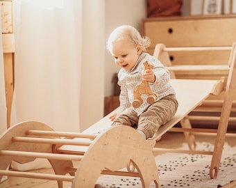 Foldable Montessori Climbing Set for Toddlers – Triangle, Arch & Slide