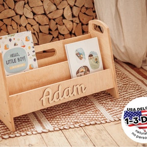 Bookshelf for kids - Wood Toddler Bookcase, Modern bookshelf, Boho nursery decor Book stand Montessori furniture Wooden shelf