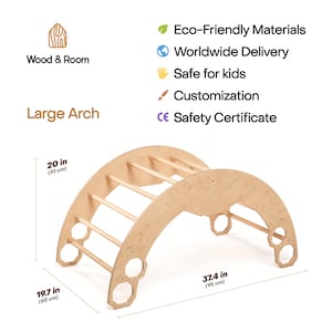 Climbing Arch with Pillow, Baby standing walking toys, Montessori furniture, Toddler First christmas gift, Wooden baby gym Montessori rocker image 10