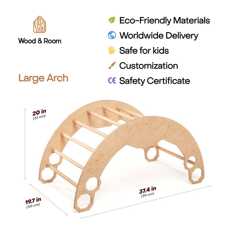 Climbing Arch with Pillow, Baby standing walking toys, Montessori furniture, Toddler First christmas gift, Wooden baby gym Montessori rocker image 10