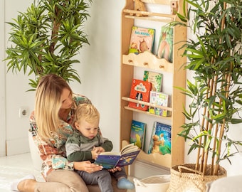 Montessori Wall bookshelf for Toddler Room, Nursery bookcase, Floating book shelves, Montessori furniture, Storage toys, Nursery decor