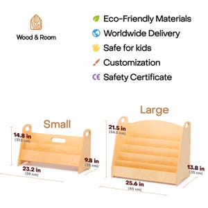 Montessori toddler bookshelf, Large modern bookcase, Nursery shelf Book stand Montessori furniture image 9