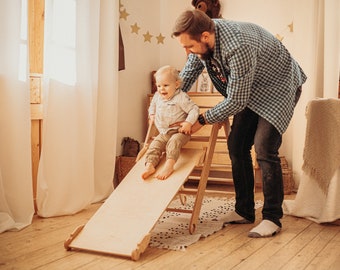 Set Montessori 3 In 1: Triangolo Arrampicata Con Scivolo E Rampa Pieghevole Per Bambini 1+ Anno - 4