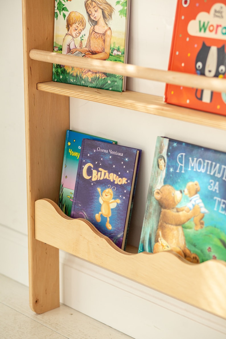 Montessori Wall bookshelf for Toddler Room, Nursery bookcase, Floating book shelves, Montessori furniture, Storage and organization image 7