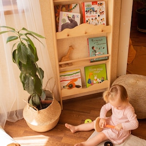 Nursery Vertical Bookshelf Montessori furniture, Floating Wall Shelves, Kids Room Book Storage, Modern Bookcase, Toddler Activity NO personalization