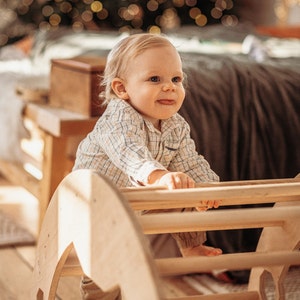 Arche d'escalade avec coussin, Jouets de marche pour bébé debout, Meubles Montessori, Premier cadeau de Noël pour tout-petit, Chaise berçante Montessori en bois pour bébé image 2
