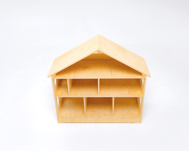 Close-up detail of premium wooden dollhouse shelf showing smooth edges and natural craftsmanship