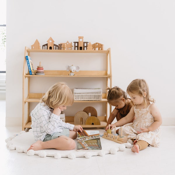 Set of Open Shelves: Toy Storage + Kid Clothing Rack, Toddler Nursery, Toys Shelf, Montessori Furniture, Open Shelf, Montessori Shelves