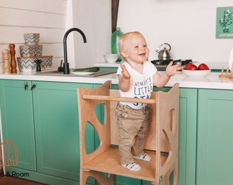 Küche Kinderhelfer, Montessori Turm, Lernen Kleinkind, Turm mit Tafel, Tritthocker Montessori Möbel Tisch & Stuhl