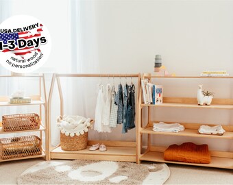 Montessori Clothing Toys Storage Set Toddler Nursery Furniture