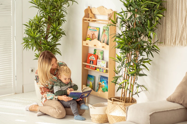 Montessori Wall bookshelf for Toddler Room, Nursery bookcase, Floating book shelves, Montessori furniture, Storage and organization image 1