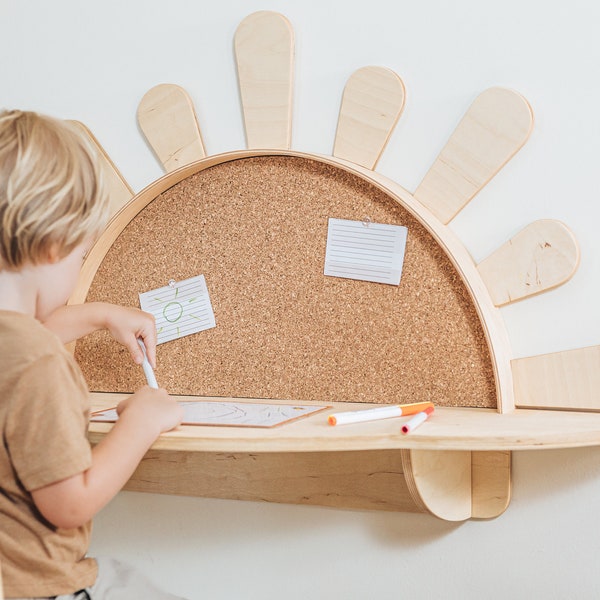 Table d’activité murale Sunshine avec chaise, bureau et chaise pour enfants de 4 ans, meubles pour tout-petits, table Montessori, coiffeuse pour bébé