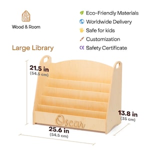 Corner Toy Storage Shelf for Playroom, Montessori Wooden Nursery Organizer image 8
