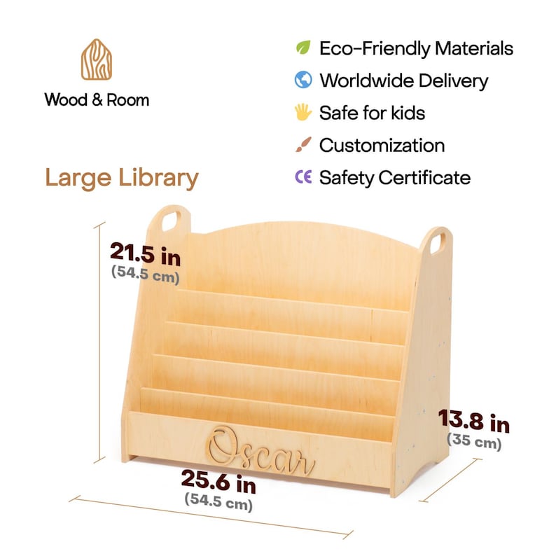 Corner Toy Storage Shelf for Playroom, Montessori Wooden Nursery Organizer image 8