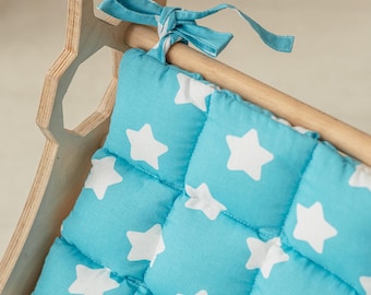 Pillow for Arch Rocker - Blue with white stars, 100% Cotton baby Pillow, Cushion for Climbing Arch, Montessori furniture