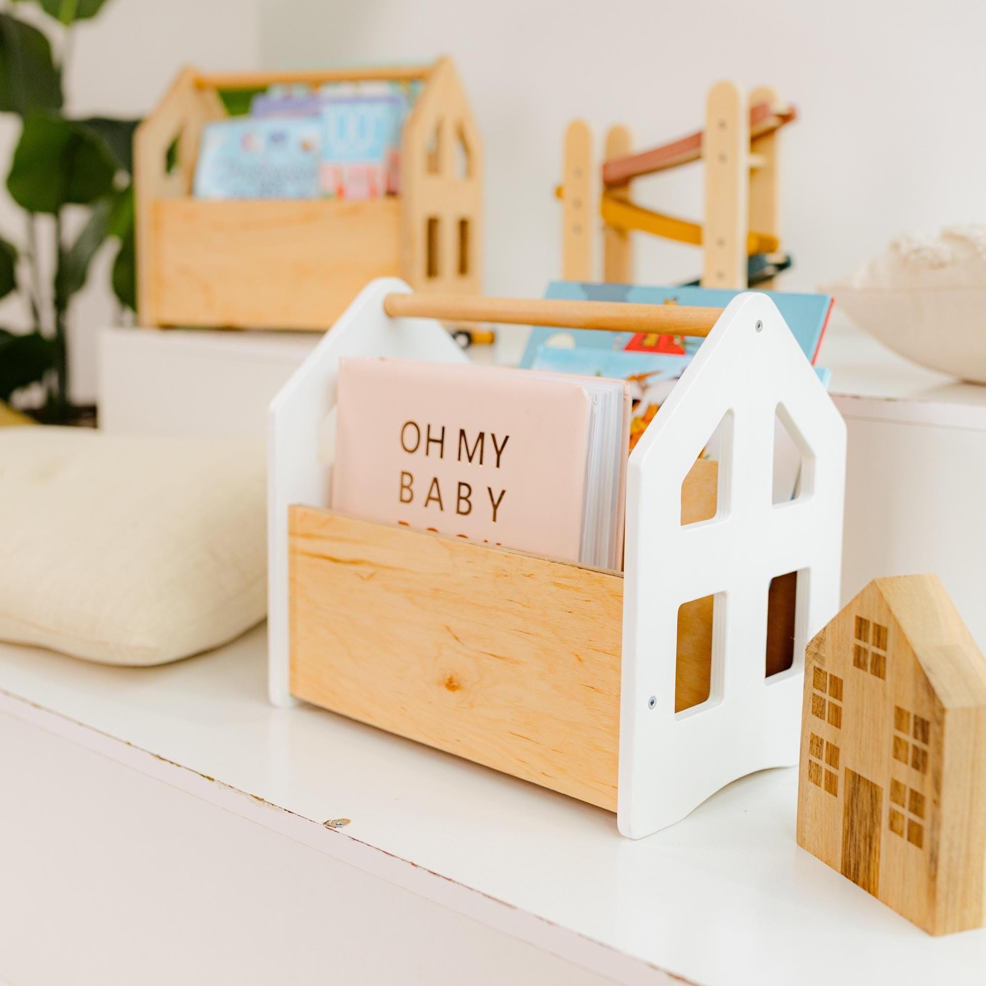 Montessori Baby Book Box, Wooden Book Caddy for Kids | Nursery Storage ...