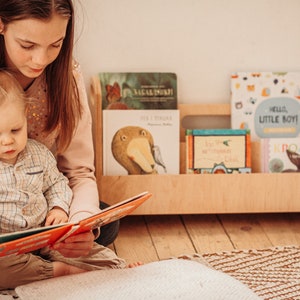 Montessori toddler bookshelf, Large modern bookcase, Nursery shelf Book stand Montessori furniture image 2