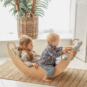 Climbing Arch with Pillow, Baby standing walking toys, Montessori furniture, Toddler First christmas gift, Wooden baby gym Montessori rocker image 3