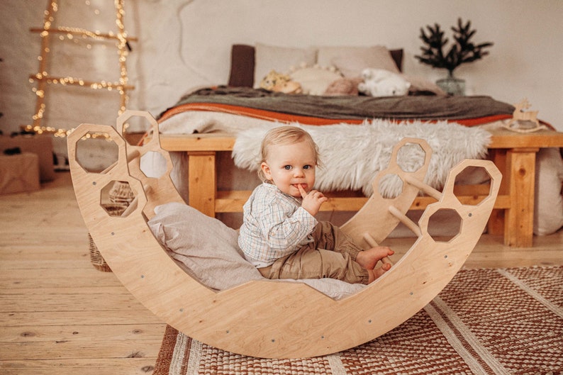 Christmas Set Large Montessori Climbing Arch with Cushion, Montessori furniture, Baby climbing gym, Nursery home gym, Gift 1 year old image 7