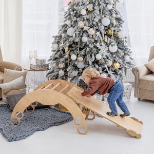 Christmas Set Large Montessori Climbing Arch with Cushion, Montessori furniture, Baby climbing gym, Nursery home gym, Gift 1 year old image 5