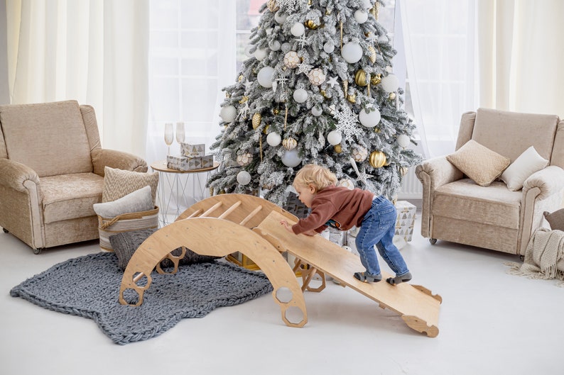 Christmas Set Large Montessori Climbing Arch with Cushion, Montessori furniture, Baby climbing gym, Nursery home gym, Gift 1 year old image 5