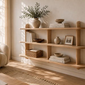 Comparison of the small and large wall shelf sizes with dimensions to help choose the best fit.