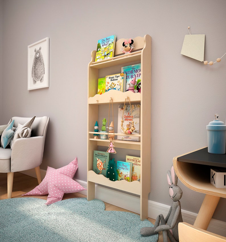 Nursery Vertical Bookshelf Montessori Furniture Floating Etsy