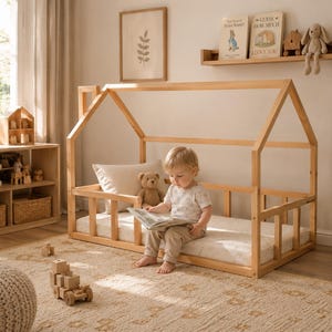 Montessori House Bed Frame for Toddlers | Minimalist Wooden Floor Bed