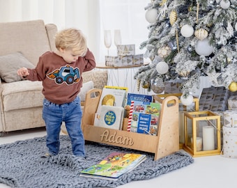 Estante Montessori com opção de personalização, expositor de livros para crianças pequenas.