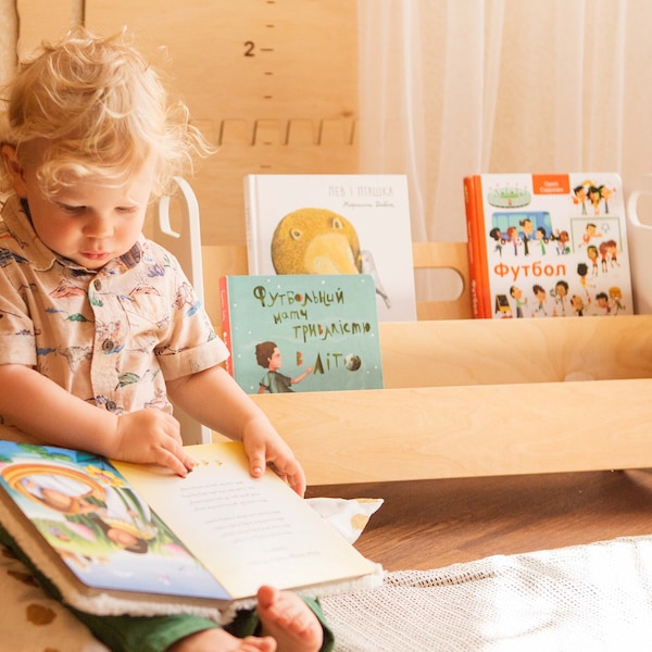 Petite étagère à livres pour tout-petits, Bibliothèque pour enfants, Meubles boho, Meubles Montessori, Décoration d’étagère de crèche, Bibliothèque en bois