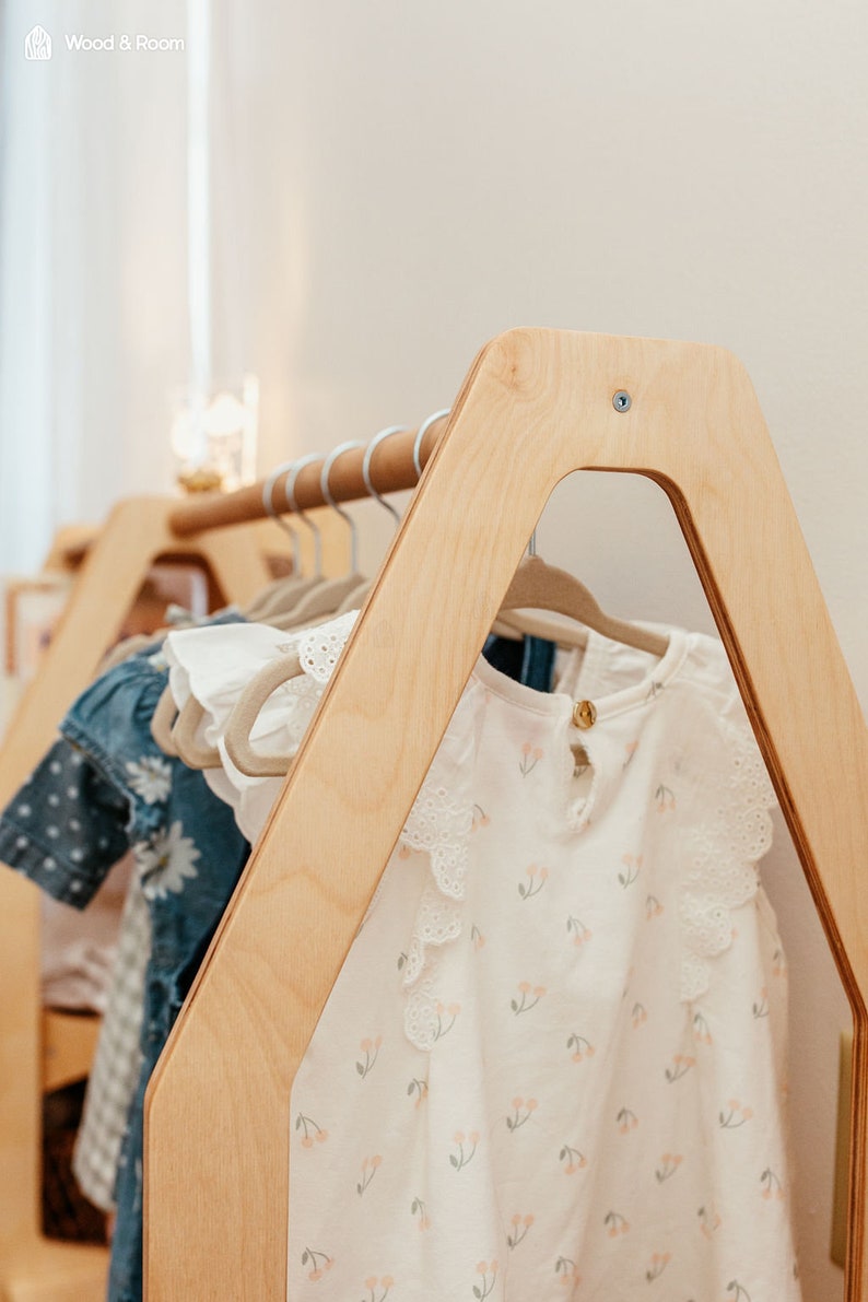 Montessori Clothing Rack With Shelf Toddler Furniture Etsy