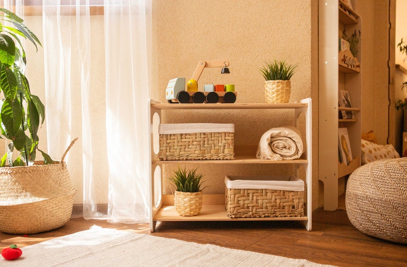 Montessori Toy Book Shelf for Kids Modern Nursery Shelving Etsy