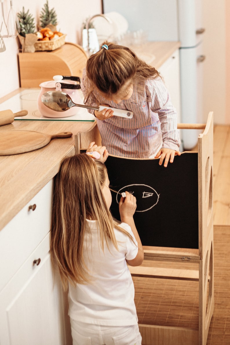 Kitchen Tower Montessori Furniture Chalkboard Montessori Etsy