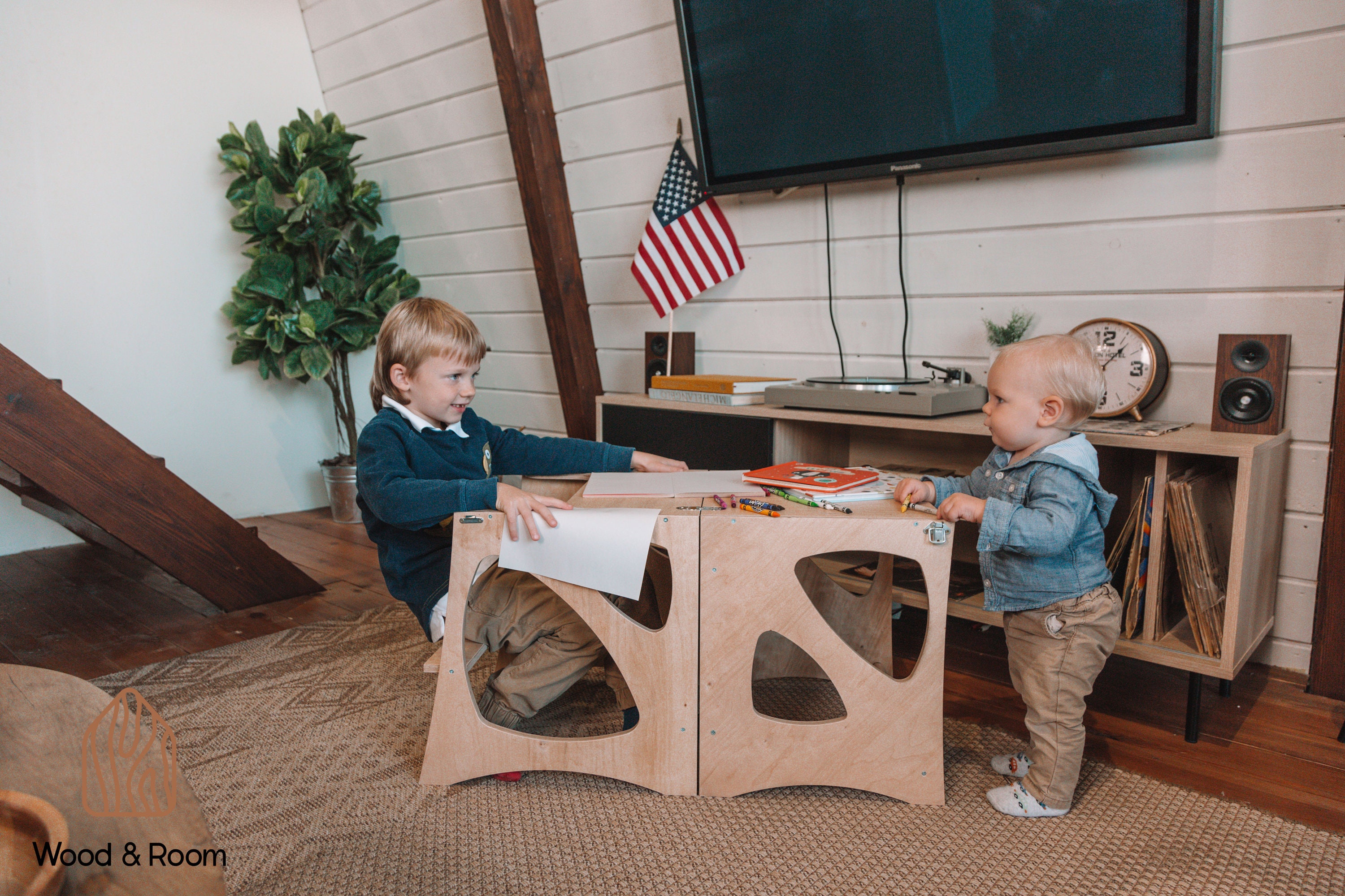 Kitchen Tower Montessori Furniture Chalkboard Learning Etsy Canada