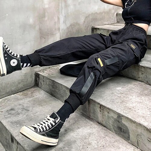 Harujuku Cargo Pants Techwear Joggers Streetwear High Waisted Womens
