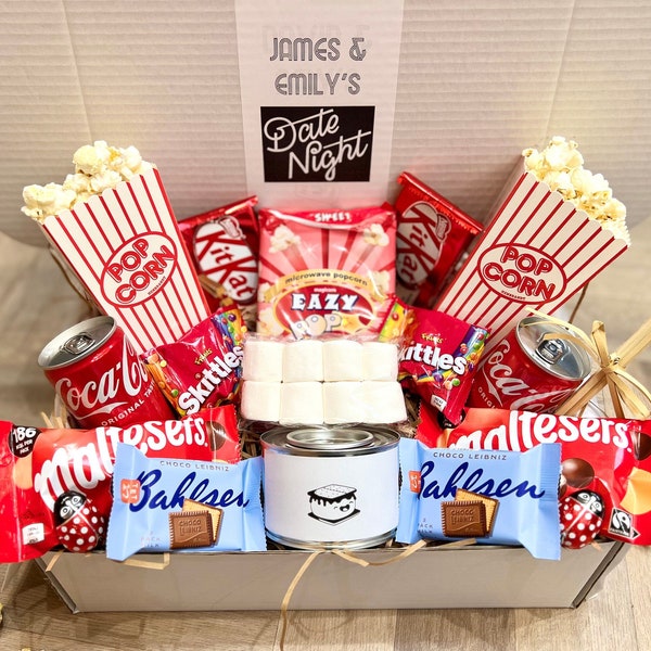 DATE NIGHT HAMPER, valentines day gift for him for her, gifts for couples, anniversary gifts, birthday gift hamper, s’mores kit, smores