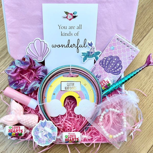MERMAID DREAMS, the little mermaid gift box, birthday gift ideas for little girls, mermaid party favours, sleepover gifts, becoming big sis