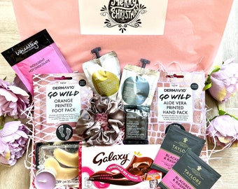 CESTA DE MIMOS DE NAVIDAD, regalos de Navidad para ella, cesta de belleza para damas, regalo de amigo invisible para ella, rellenos de calcetines para mujeres, regalos de Navidad