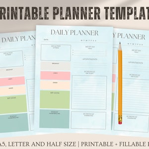 Printable Simple Daily Planner PDF, Minimal Fillable Daily Sheet, Daily Planner Insert Sets, To do List, 2024 Productivity Work Day Planner