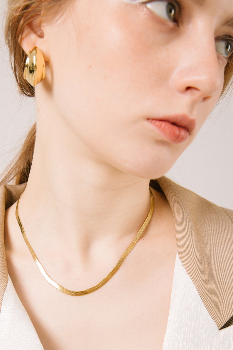 Hoop Earrings Gold 18K Gold Plated, Bold Earrings, Vintage Earrings, Baroque Earrings Gift For Her image 1