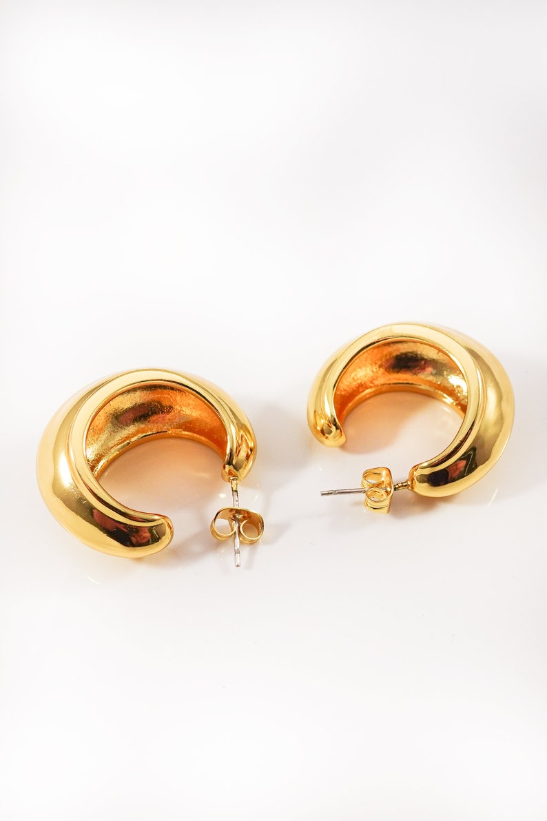 Hoop Earrings Gold 18K Gold Plated, Bold Earrings, Vintage Earrings, Baroque Earrings Gift For Her image 4