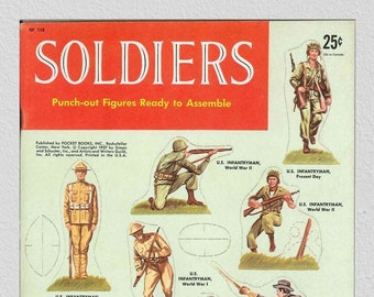 Digital paper dolls, pdf digital, American Soldiers 1957