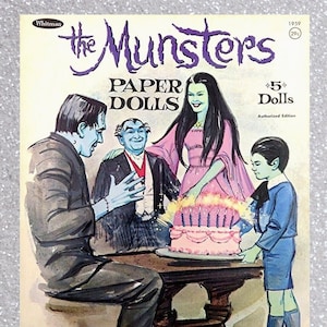 Pdf instant digital, halloween vintage paper dolls set The Munsters 1966