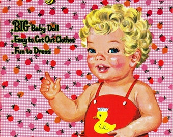 Vintage paper dolls baby kim cut outs c. 1962, pdf instant