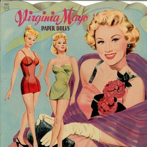 Vintage paper doll Virginia Mayo c. 1952,pdf instant digital