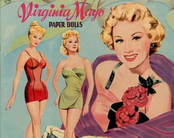 Vintage paper doll Virginia Mayo c. 1952,pdf instant digital